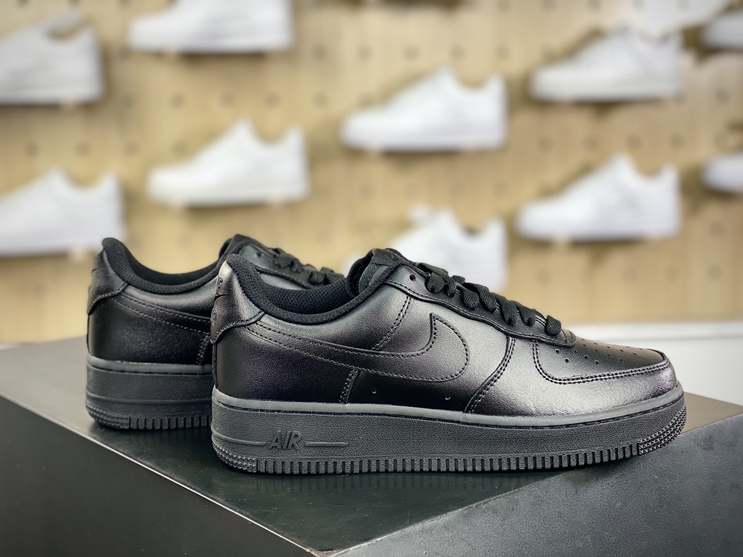 160 Nike Air Force 1'07 Low”Triple/Black”空军一号低帮板鞋“皮革亮皮全黑”CW2288-001