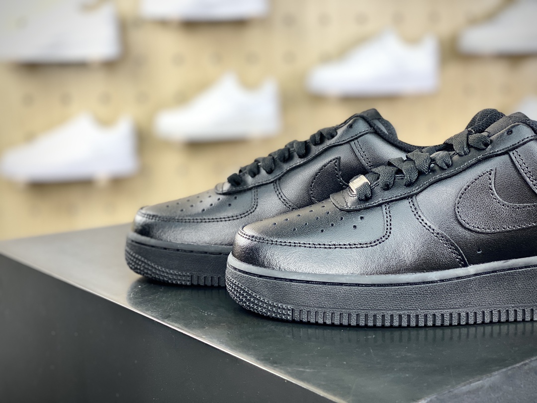 160 Nike Air Force 1'07 Low”Triple/Black”空军一号低帮板鞋“皮革亮皮全黑”CW2288-001