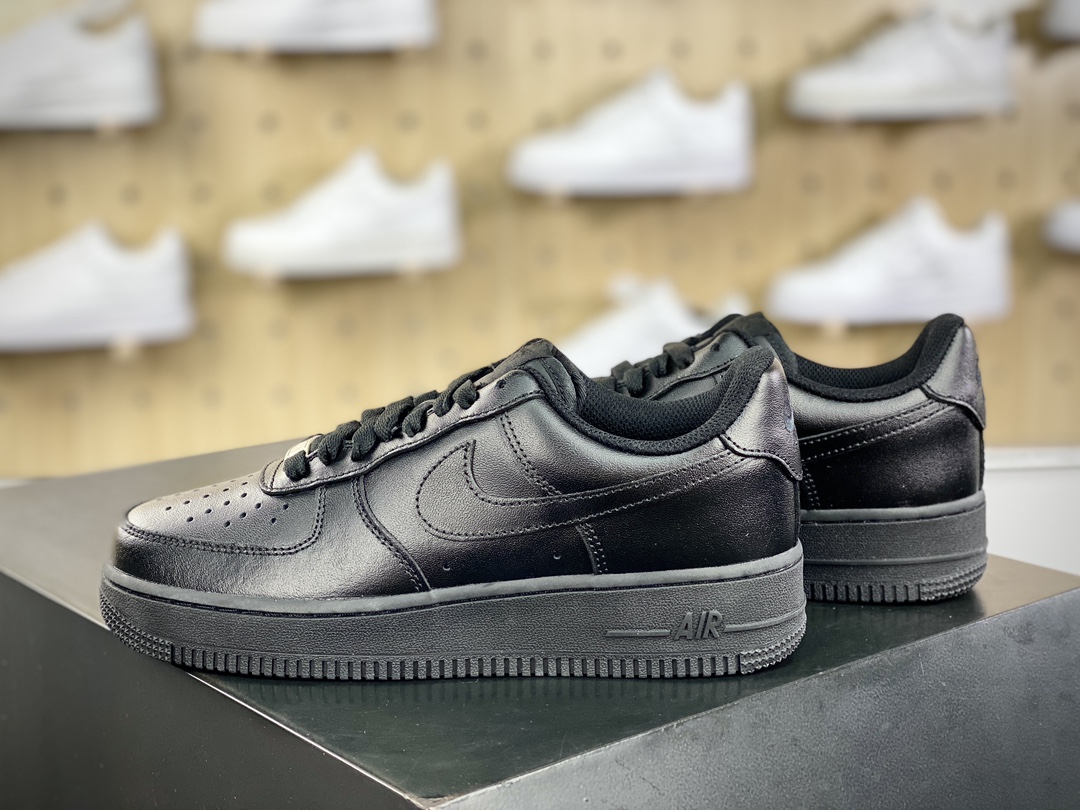 160 Nike Air Force 1'07 Low”Triple/Black”空军一号低帮板鞋“皮革亮皮全黑”CW2288-001