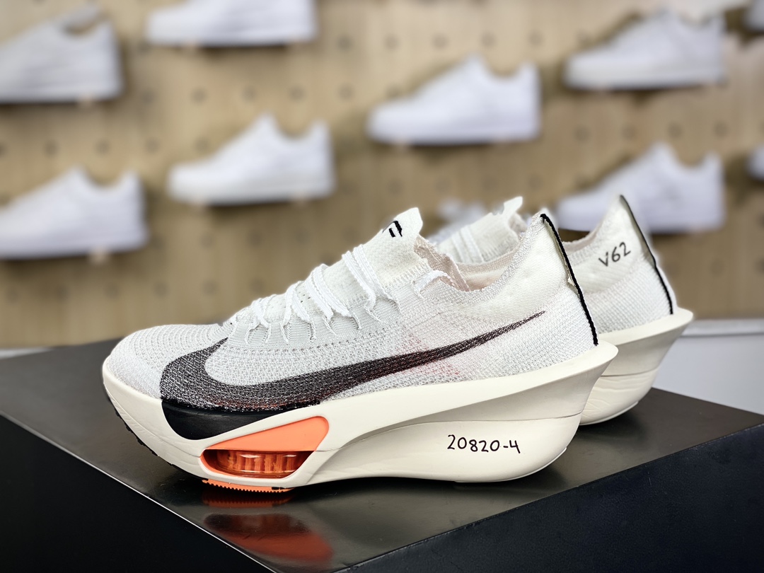 320 Nike Air Zoom Alphafly Next% 3 Proto”White Orange”阿尔法慢跑鞋“针织白黑橙”FD8256-100