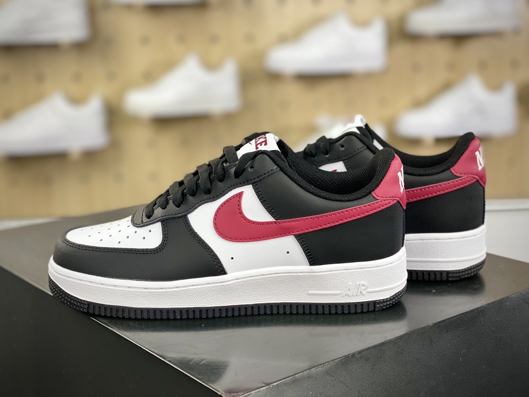 200 耐克Nike Air Force 1’07 Low”Black Dark Team Red”空军一号板鞋“皮革黑白酒红钩子”FZ4351-001