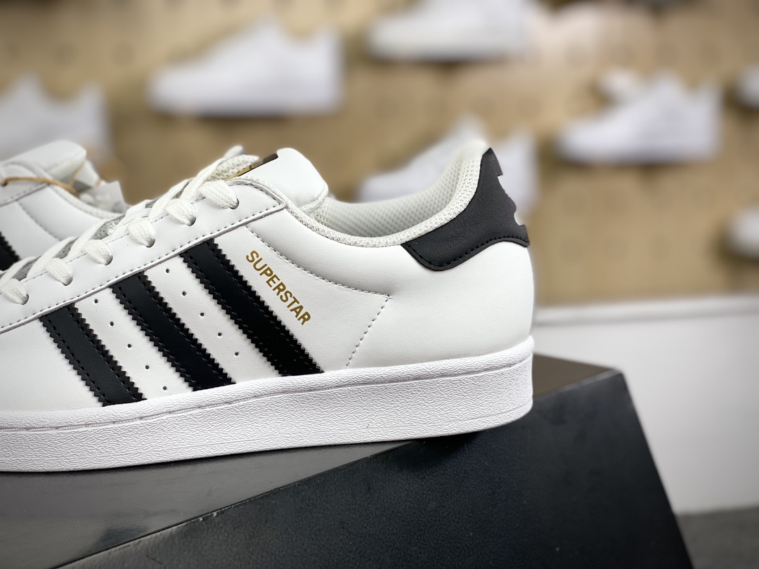 160 阿迪达斯/三叶草Adidas Originals Superstar”White/Black/Gold”经典板鞋“20版皮革白黑金标”EG4958