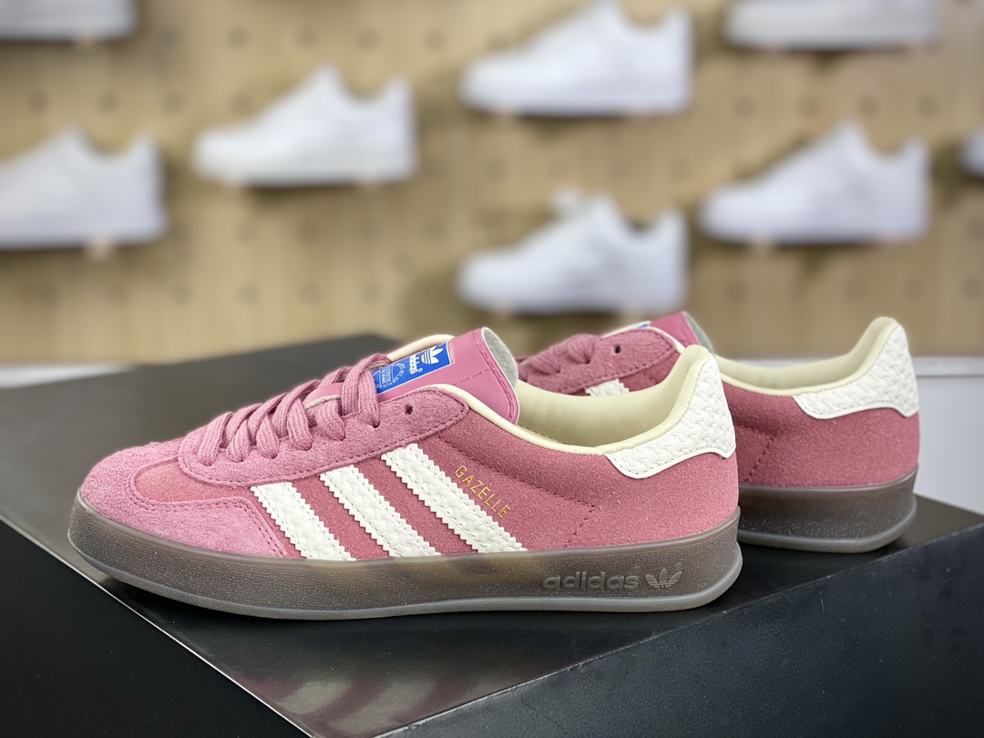 160 阿迪达斯Adidas Gazelle Indoor Trainers 羚羊内训系列低帮板鞋“翻毛树莓粉白焦糖底”IF1809