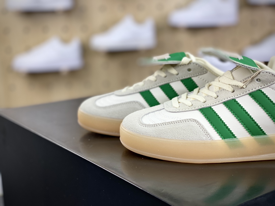 140 阿迪达斯Adidas Gazelle Indoor Trainers 羚羊内训系列低帮板鞋“奶白绿生胶底长鞋舌”ID3518