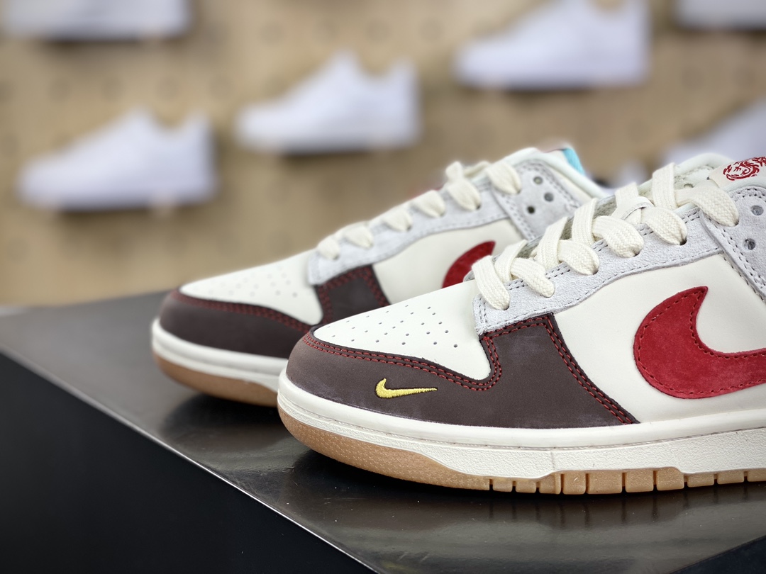 280 耐克Nike SB Dunk Low Retro”Year of the Dragon”扣篮板鞋“米黄深棕红中国龙年”JH8032-710