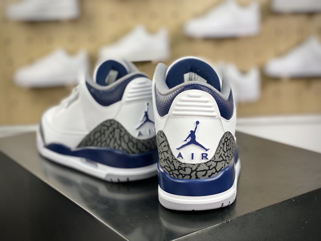 280 耐克Nike Air Jordan 3 Retro PE”White Midnight Navy”迈克尔·乔丹AJ3代中帮篮球鞋“白午夜蓝爆裂纹”CT8532-140