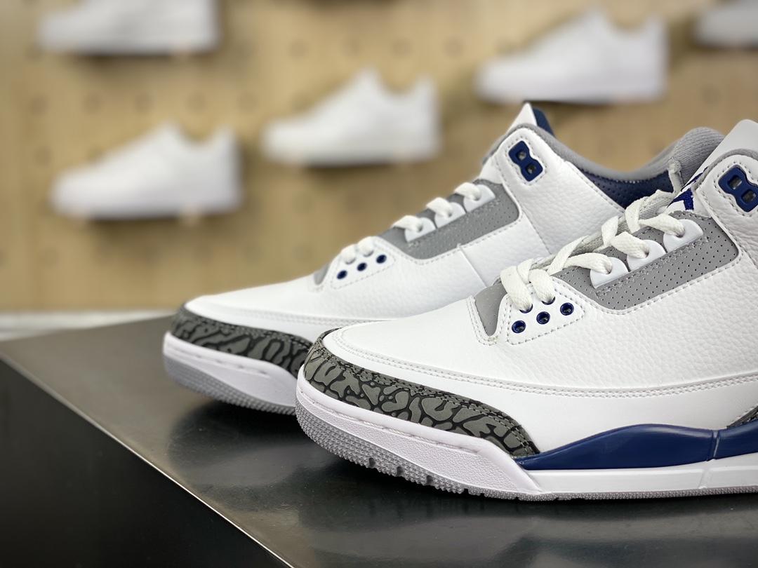 280 耐克Nike Air Jordan 3 Retro PE”White Midnight Navy”迈克尔·乔丹AJ3代中帮篮球鞋“白午夜蓝爆裂纹”CT8532-140