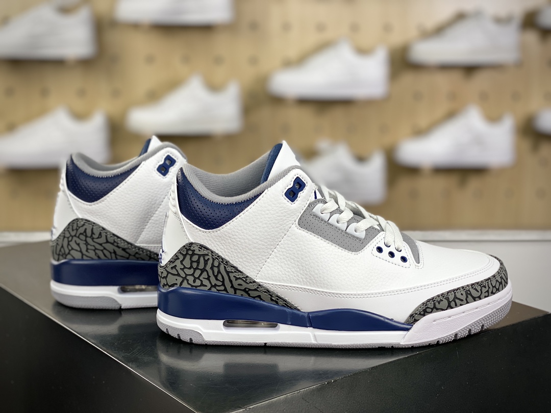 280 耐克Nike Air Jordan 3 Retro PE”White Midnight Navy”迈克尔·乔丹AJ3代中帮篮球鞋“白午夜蓝爆裂纹”CT8532-140