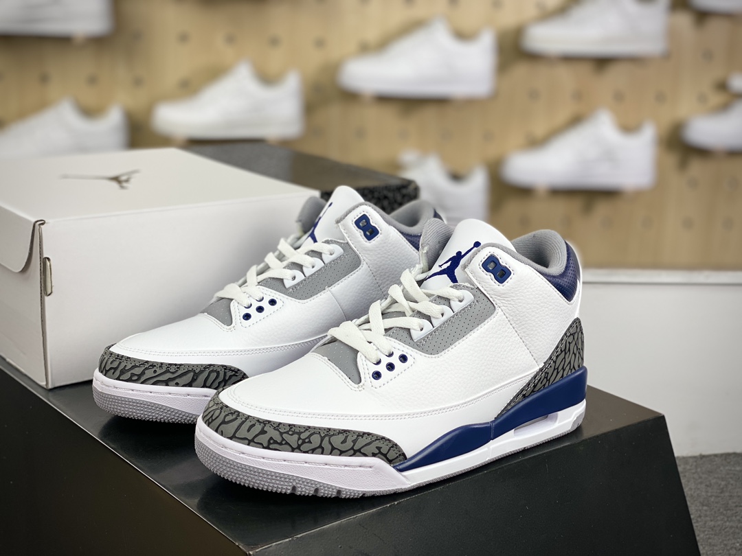 280 耐克Nike Air Jordan 3 Retro PE”White Midnight Navy”迈克尔·乔丹AJ3代中帮篮球鞋“白午夜蓝爆裂纹”CT8532-140