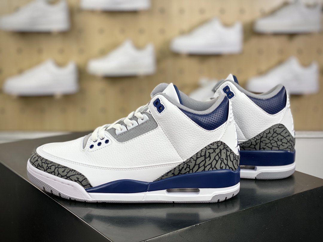 280 耐克Nike Air Jordan 3 Retro PE”White Midnight Navy”迈克尔·乔丹AJ3代中帮篮球鞋“白午夜蓝爆裂纹”CT8532-140