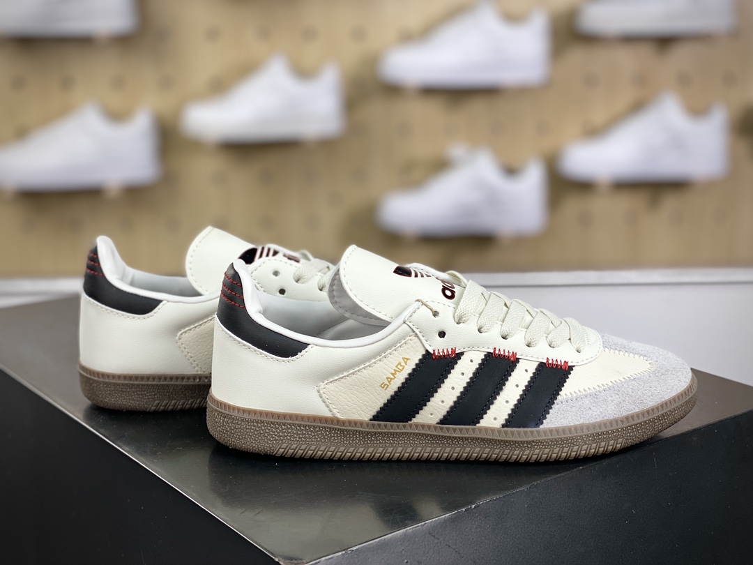 220 阿迪达斯/三叶草Adidas Originals Samba OG"Off White"桑巴舞板鞋“米白黑大鞋舌焦糖底”IF1810