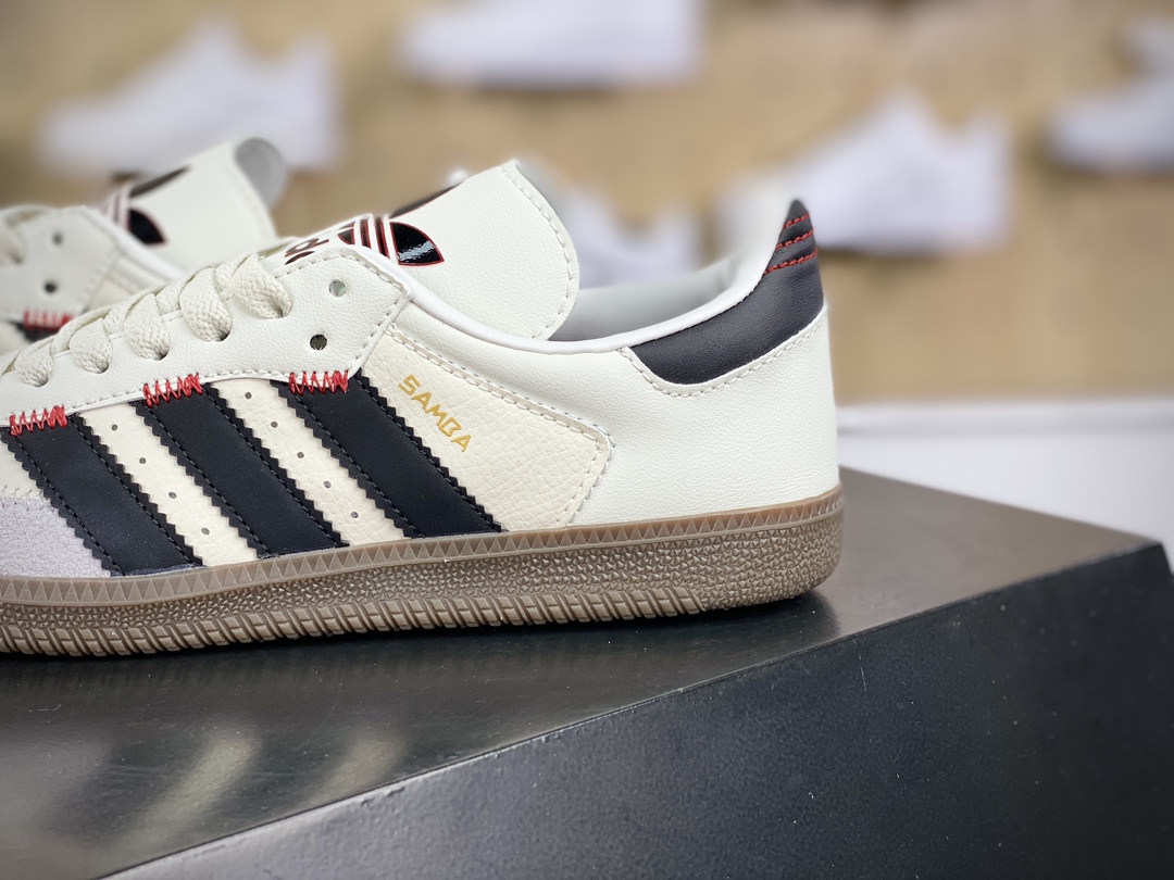 220 阿迪达斯/三叶草Adidas Originals Samba OG"Off White"桑巴舞板鞋“米白黑大鞋舌焦糖底”IF1810