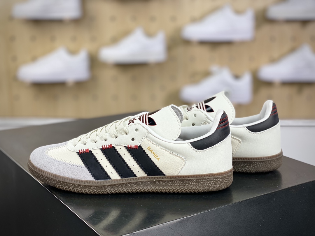 220 阿迪达斯/三叶草Adidas Originals Samba OG"Off White"桑巴舞板鞋“米白黑大鞋舌焦糖底”IF1810