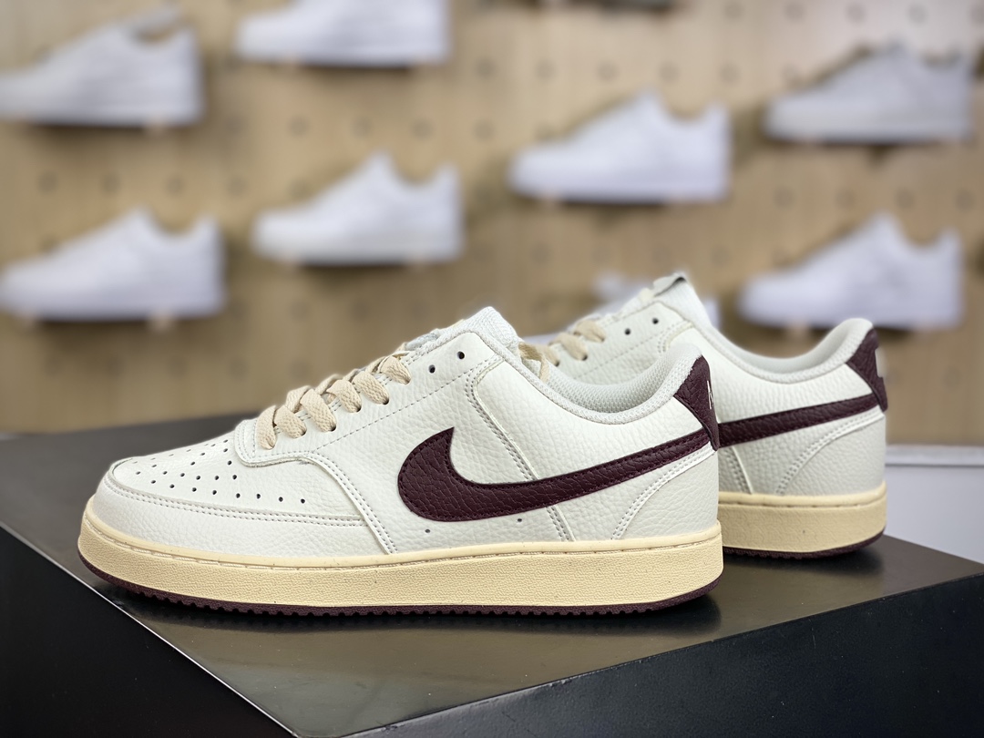 160 耐克Nike Court Vision Low 学院视觉系列休闲运动皮革板鞋“皮革白棕”FJ8942-133