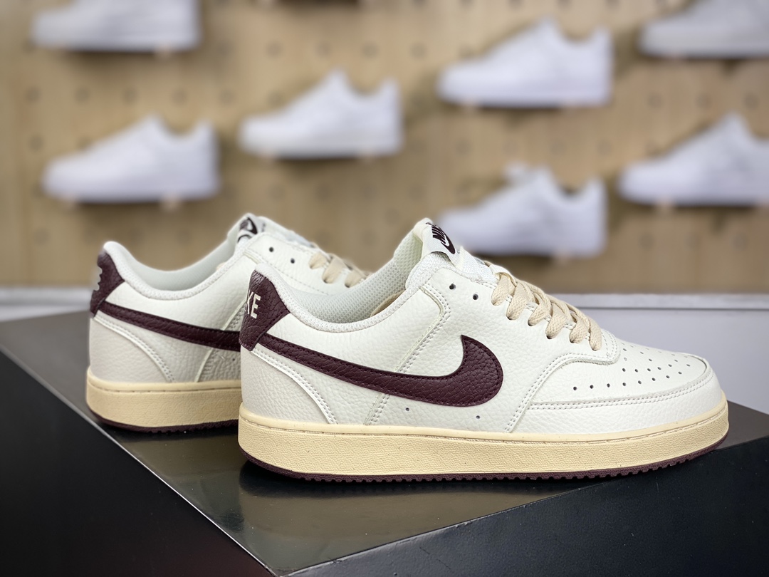 160 耐克Nike Court Vision Low 学院视觉系列休闲运动皮革板鞋“皮革白棕”FJ8942-133