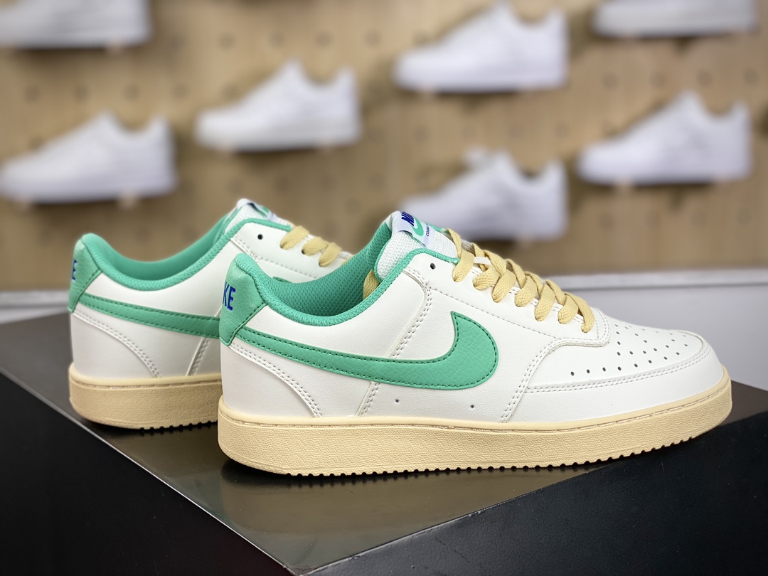 160 耐克Nike Court Vision Low 学院视觉系列休闲运动皮革板鞋“皮革白果绿”FJ5437-133