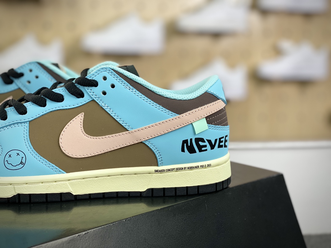 300 耐克Nike SB Dunk Low"Blue brown Smile"扣篮系列低帮板鞋“浅蓝棕黑笑脸涂鸦”MU0232-366