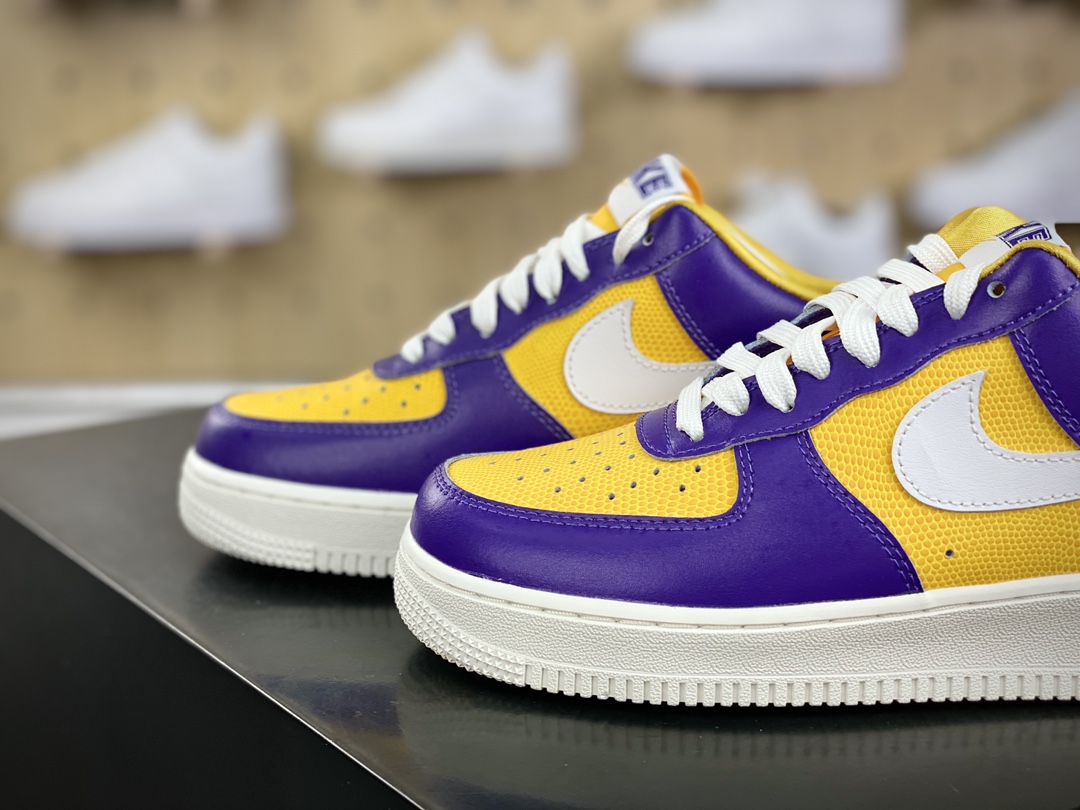 200 耐克Nike Wmns Air Force 1’07 Low SE”Be True to Her School”空军一号板鞋“皮革湖人紫黄”FJ1408-500