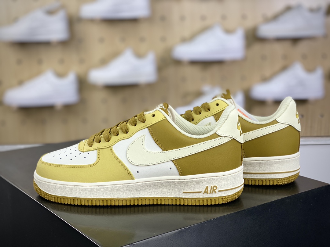 200 耐克Nike Air Force 1’07 Low"Bronzine Saturn Gold"空军一号系列板鞋“皮革沙土黄米白”FZ4034-716