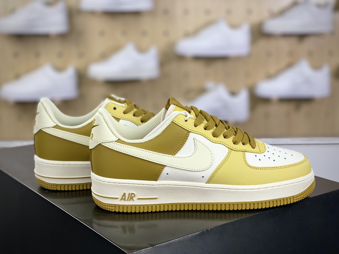 200 耐克Nike Air Force 1’07 Low"Bronzine Saturn Gold"空军一号系列板鞋“皮革沙土黄米白”FZ4034-716