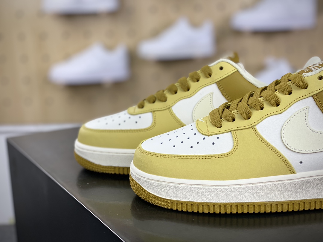 200 耐克Nike Air Force 1’07 Low"Bronzine Saturn Gold"空军一号系列板鞋“皮革沙土黄米白”FZ4034-716