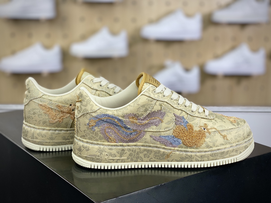 400 耐克Nike Air Force 1'07 Low”XIXI”空军一号低帮经典板鞋“囍庆龙凤呈祥黄金情人节”HJ4285-777