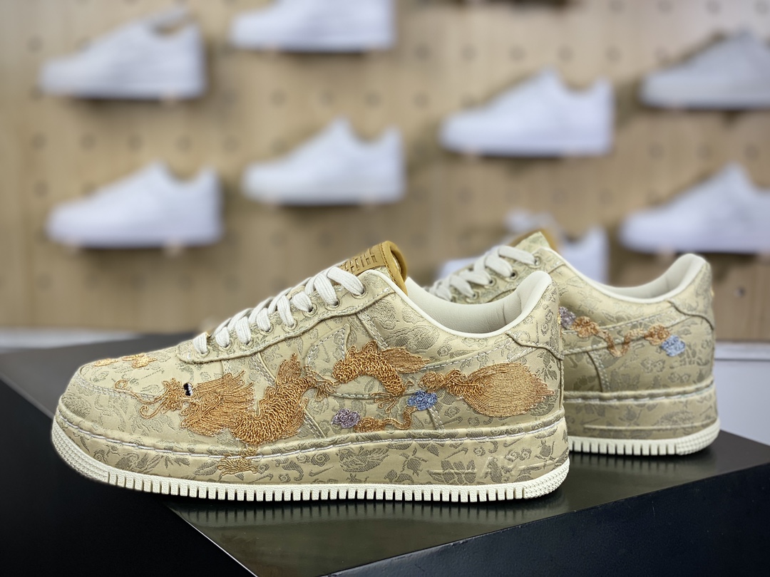 400 耐克Nike Air Force 1'07 Low”XIXI”空军一号低帮经典板鞋“囍庆龙凤呈祥黄金情人节”HJ4285-777