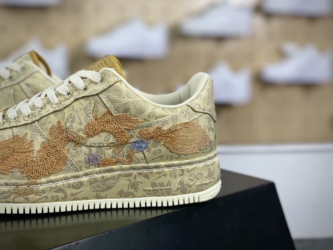 400 耐克Nike Air Force 1'07 Low”XIXI”空军一号低帮经典板鞋“囍庆龙凤呈祥黄金情人节”HJ4285-777