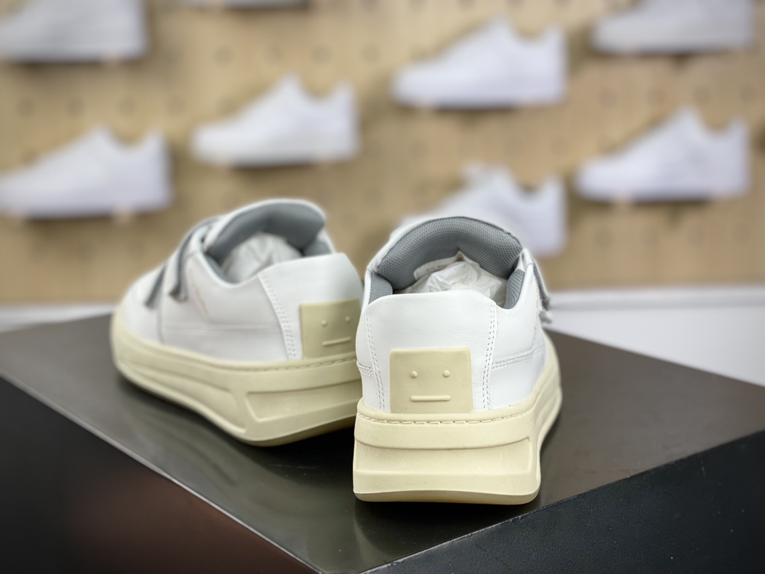 350 Acne Studios Steffey Velcro Strap Sneakers 维可搭扣系列低帮运动鞋“皮革白金米黄”BD0244-100