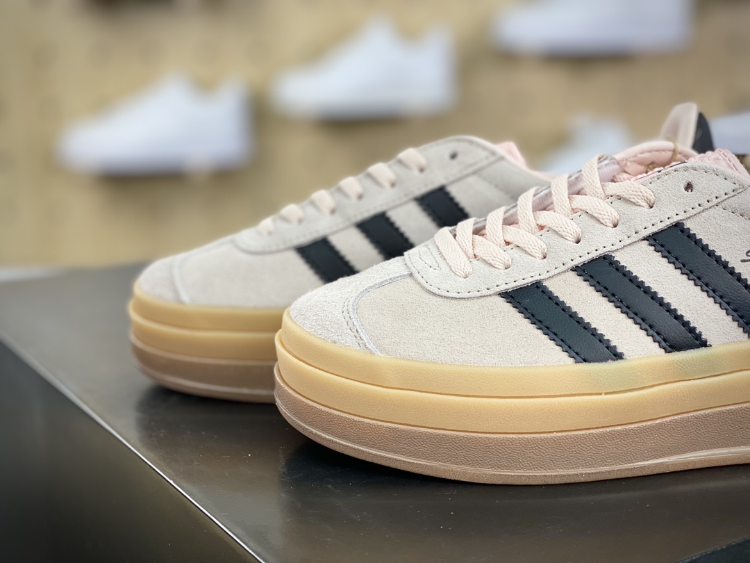 180 阿迪达斯Adidas Originals Gazelle Bold W 羚羊松糕板鞋“翻毛胭脂粉黑生胶底”IE0429