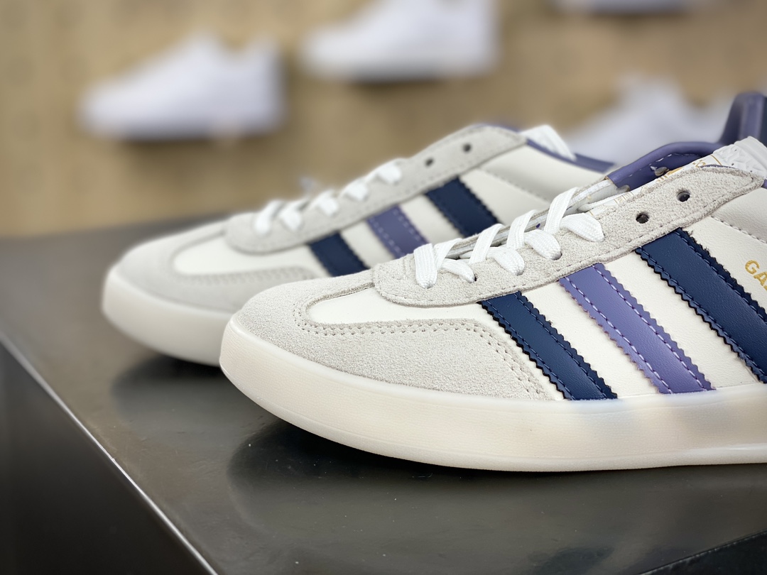 200 阿迪达斯Adidas Gazelle Indoor Trainers 羚羊内训系列低帮复古板鞋“米白冰晶雾灰紫”IG1643