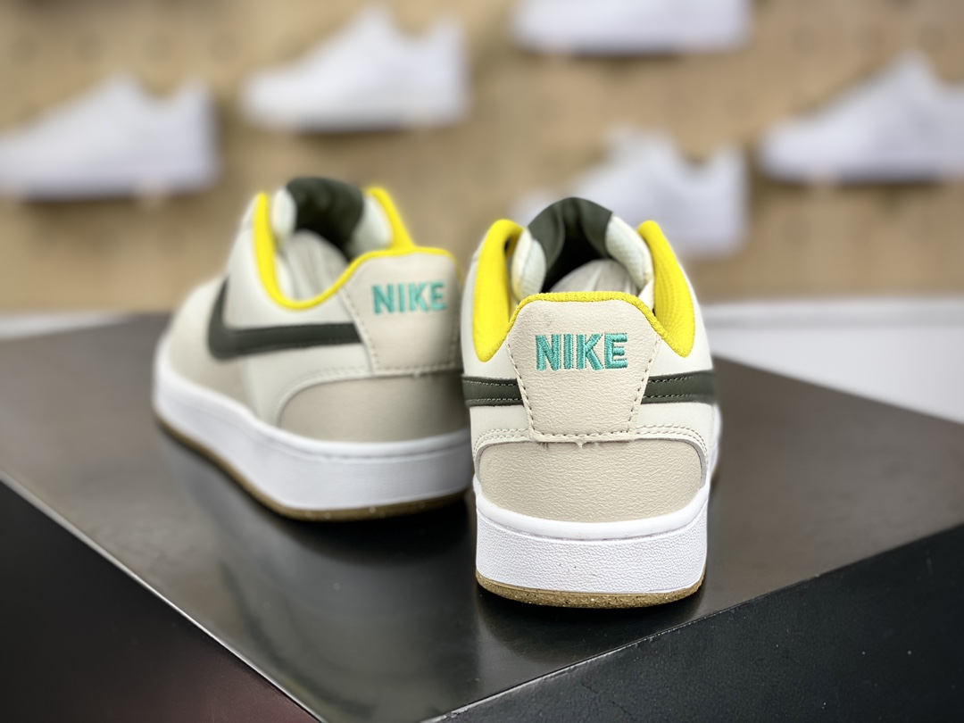 140 耐克Nike Court Vision Low 学院视觉系列休闲运动皮革板鞋“皮革米灰黄暗绿”FV3630-131