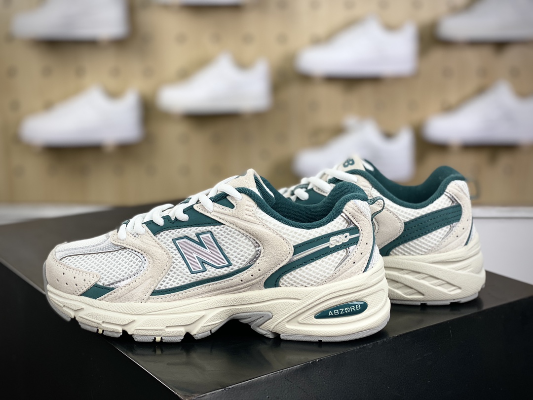 200 NB新百伦New Balance MR530系列复古老爹风网布跑步休闲运动鞋“白银金属绿”MR530AB