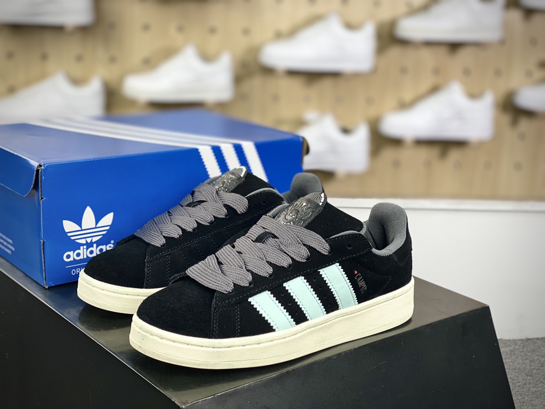 160 阿迪达斯Adidas Originals Campus 00s 学院系列面包风经典板鞋“翻毛黑玉蓝情人节”ID6249