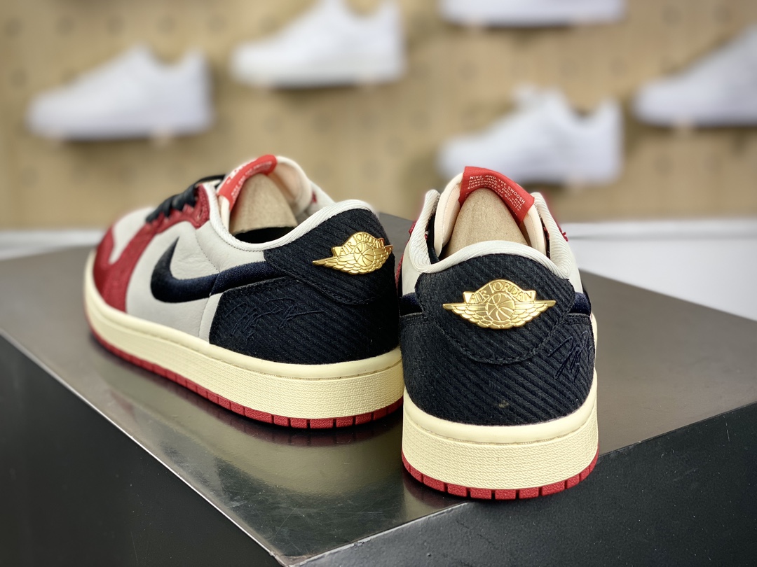 300 Trophy Room x Nike Air Jordan 1 Retro Low OG SP"Away"AJ1乔丹一代篮球鞋“联名丝绸白黑红芝加哥”FN0432-100