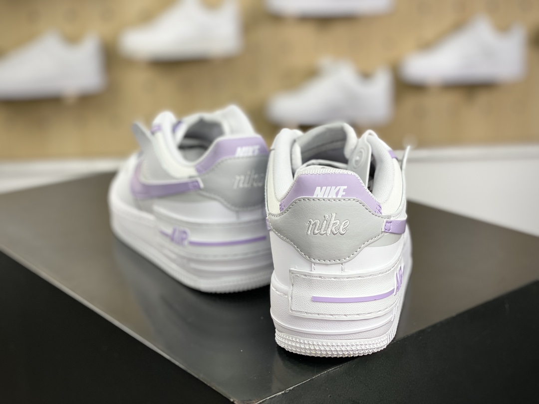 200 耐克Nike WMNS Air Force 1 Shadow"White/Grey/Purple"空军一号板鞋“皮革白浅灰紫”FN6335-102