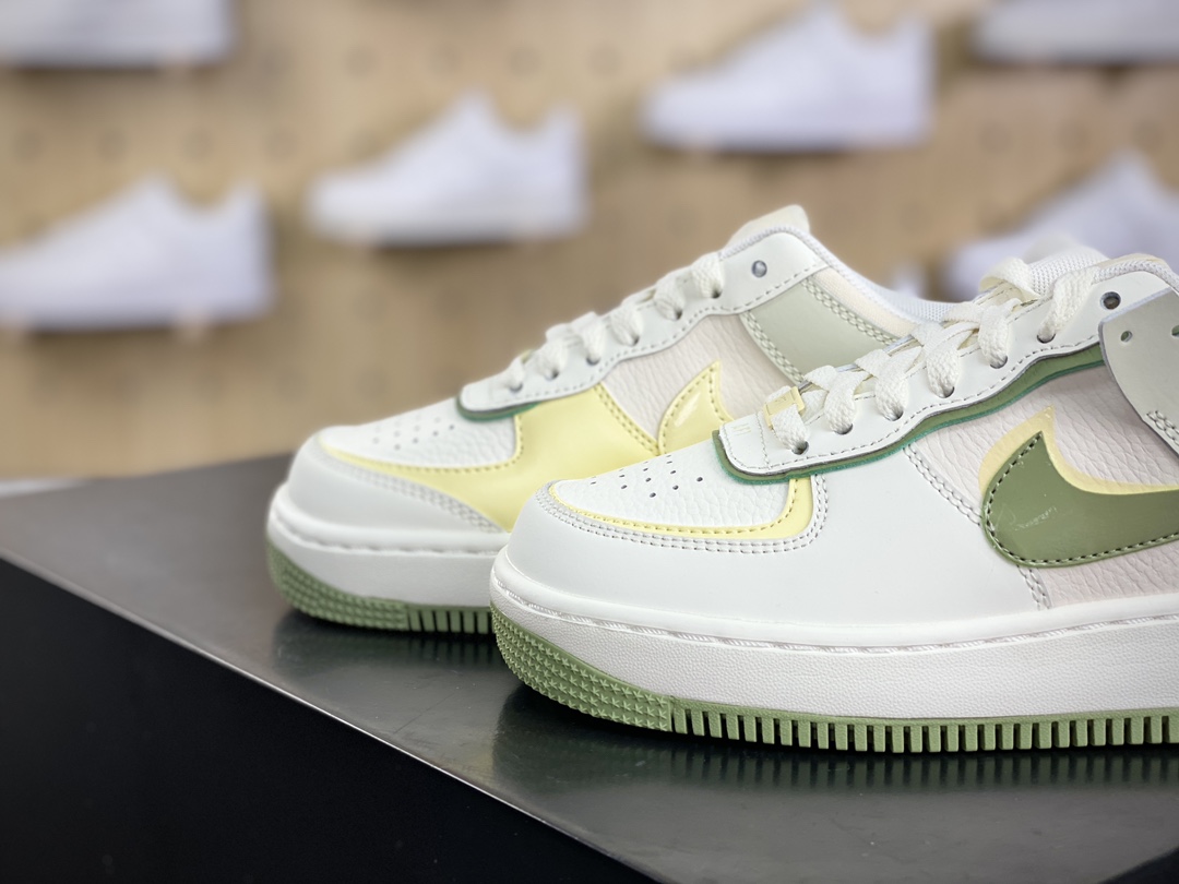 200 耐克Nike WMNS Air Force 1 Shadow"Matcha Green"空军一号板鞋“皮革补丁黄抹茶绿”FN6335-101