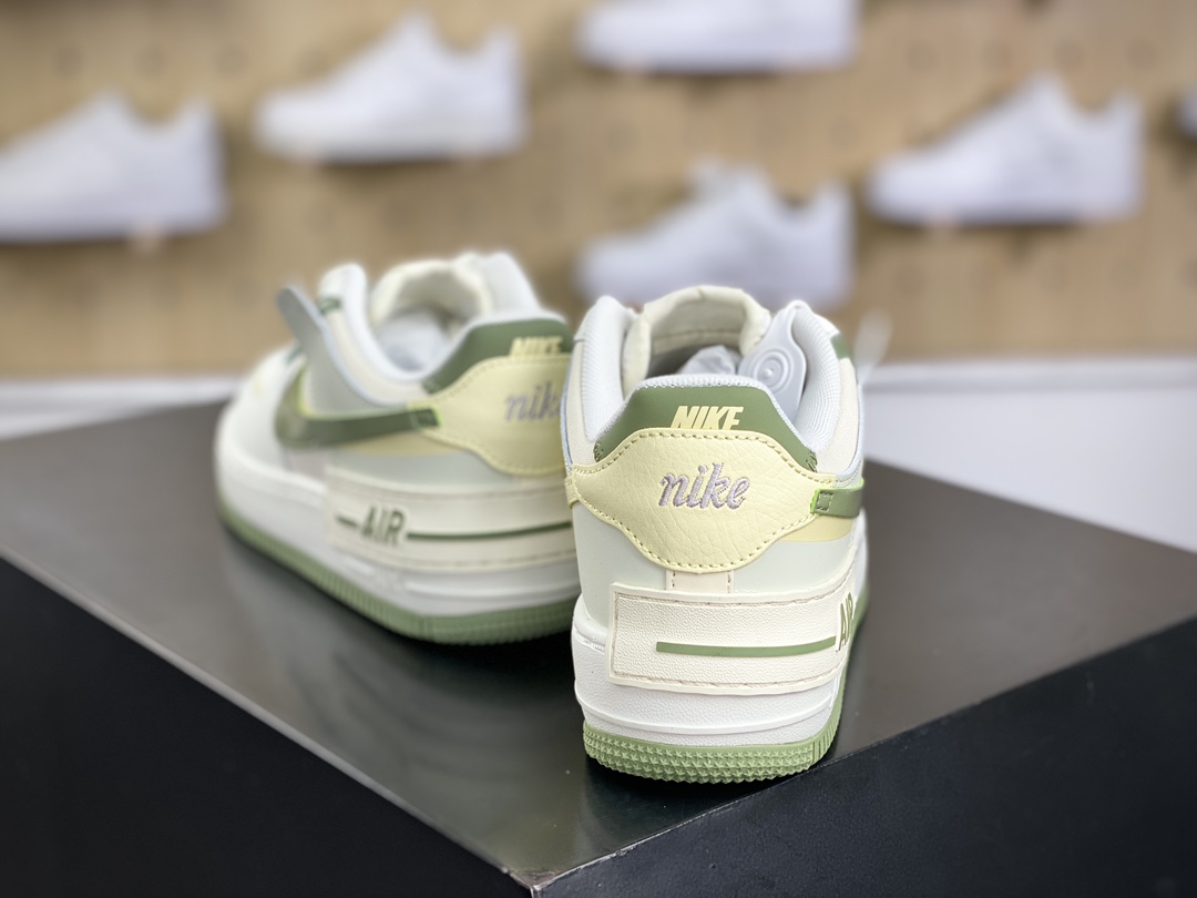 200 耐克Nike WMNS Air Force 1 Shadow"Matcha Green"空军一号板鞋“皮革补丁黄抹茶绿”FN6335-101