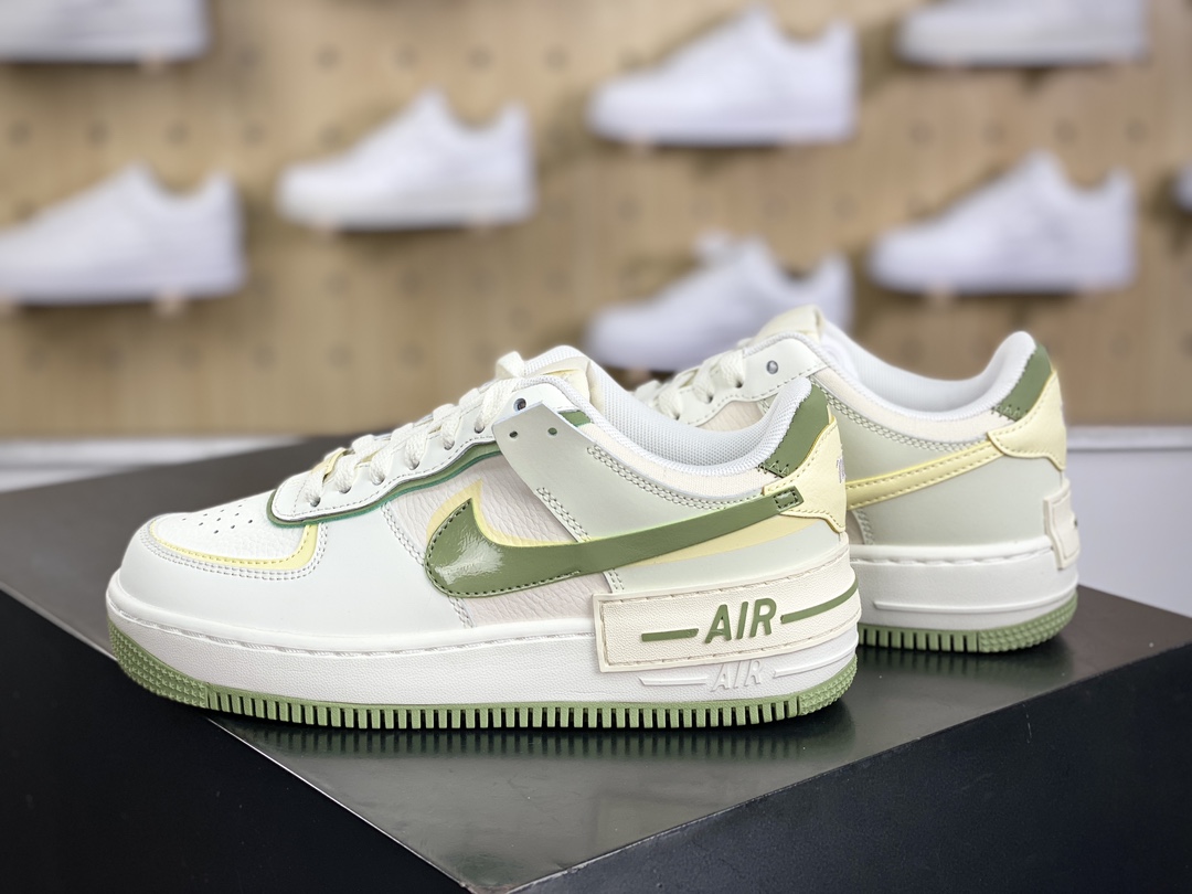 200 耐克Nike WMNS Air Force 1 Shadow"Matcha Green"空军一号板鞋“皮革补丁黄抹茶绿”FN6335-101