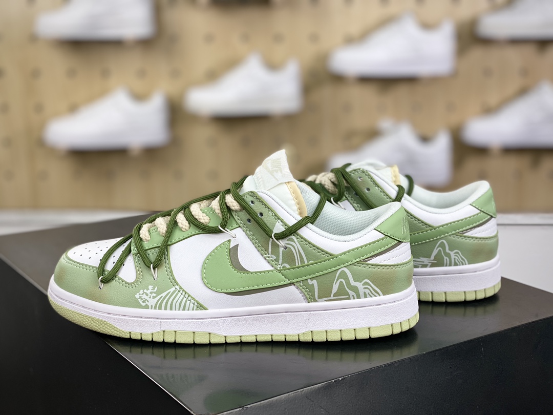 200 耐克Nike SB Dunk Low Lot"Longjing Tea"扣篮系列低帮休闲运动滑板板鞋“皮革米白绿龙井茶”DV0831-003