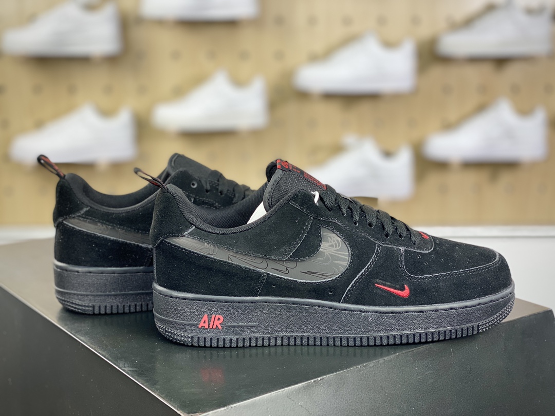 200 耐克Nike Air Force 1 ′07 Low Premium"Black/Red"空军一号板鞋“皮革黑红小双钩”DZ4514-001