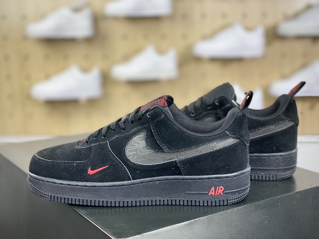 200 耐克Nike Air Force 1 ′07 Low Premium"Black/Red"空军一号板鞋“皮革黑红小双钩”DZ4514-001