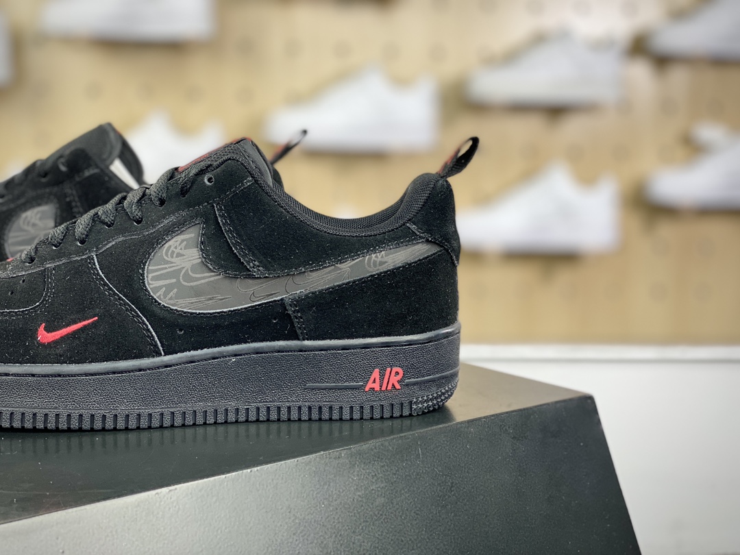 200 耐克Nike Air Force 1 ′07 Low Premium"Black/Red"空军一号板鞋“皮革黑红小双钩”DZ4514-001