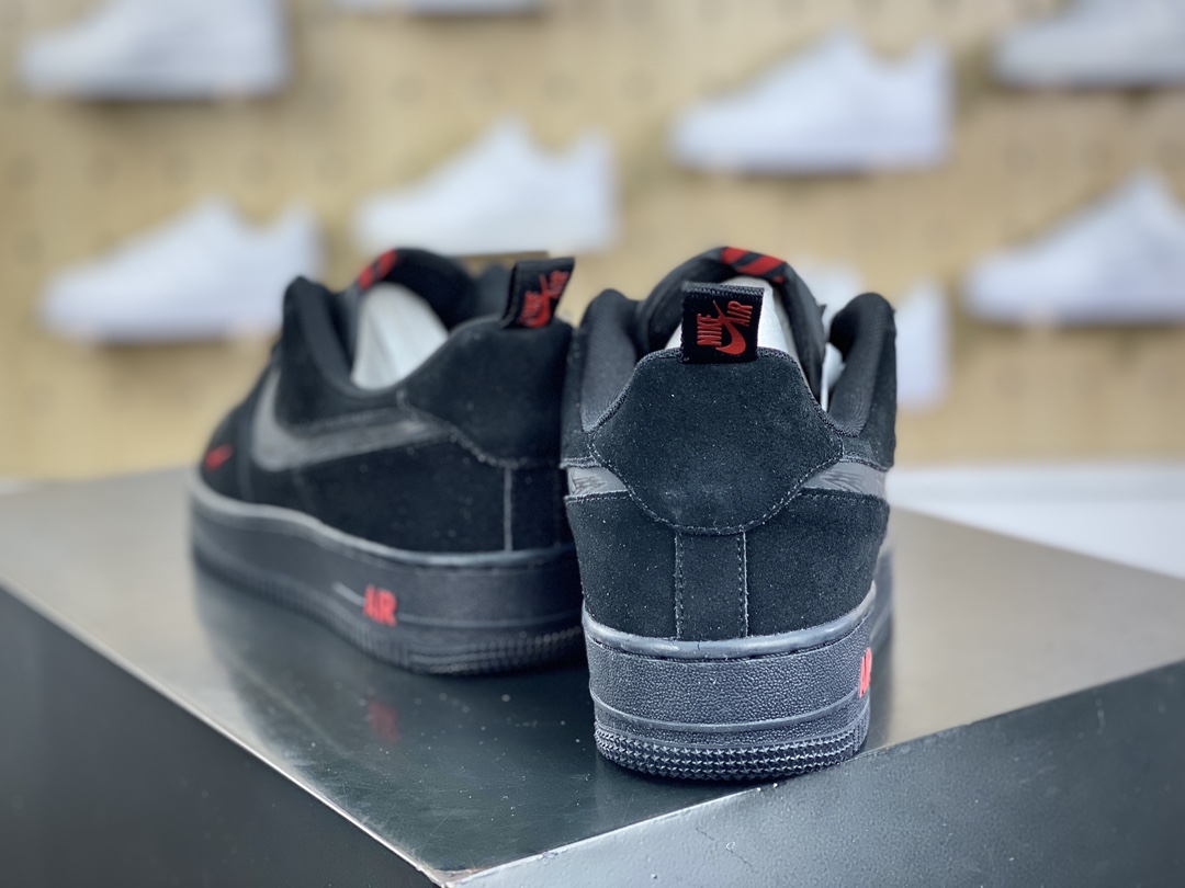 200 耐克Nike Air Force 1 ′07 Low Premium"Black/Red"空军一号板鞋“皮革黑红小双钩”DZ4514-001