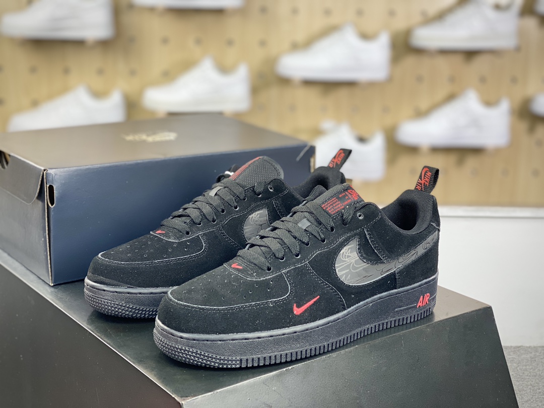 200 耐克Nike Air Force 1 ′07 Low Premium”Black/Red”空军一号板鞋“皮革黑红小双钩”DZ4514-001