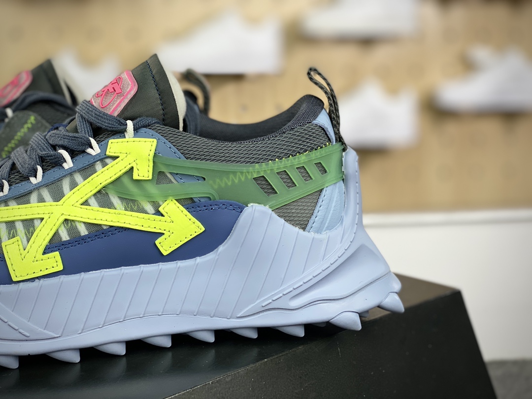 380 Off-White ODSY-1000 Chunky Arrow 系列低帮箭头运动鞋“深蓝灰绿荧光黄"OMIA139S208000423062