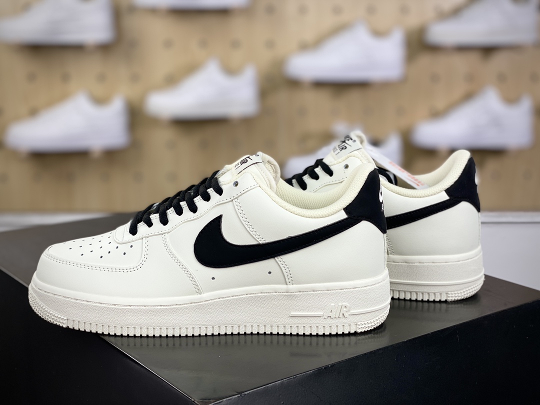 耐克Nike Air Force 1’07 Low”Beige White/Black”空军一号经典低帮板鞋“皮革米白黑”CQ5059-221