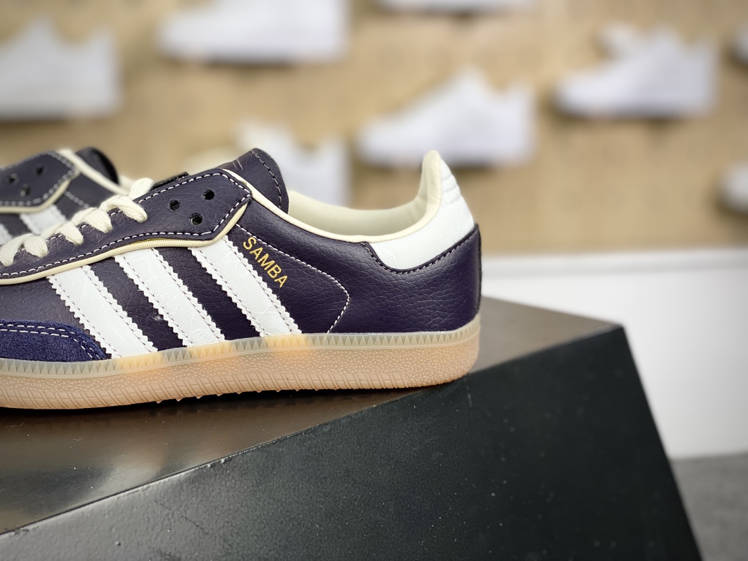 200 三叶草Adidas Originals Samba OG 桑巴舞系列绅士德训板鞋“皮革藏青”IG6836