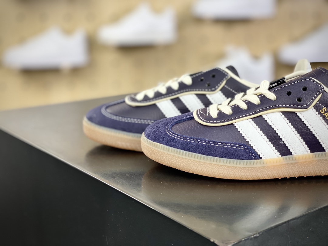 200 三叶草Adidas Originals Samba OG 桑巴舞系列绅士德训板鞋“皮革藏青”IG6836