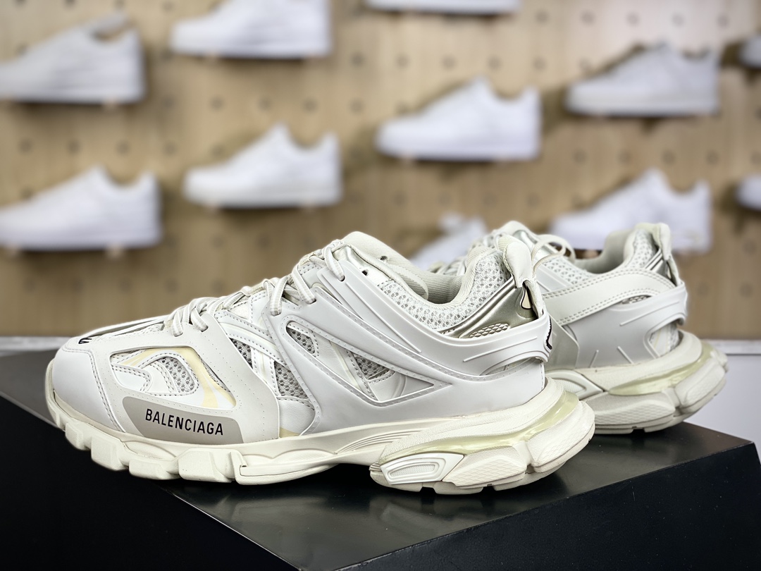 280 巴黎世家BALENCIAGA Track Trainers 3.0代复古野跑姥爹潮流百搭慢跑鞋“米白灰”542023 W1GB1 9059